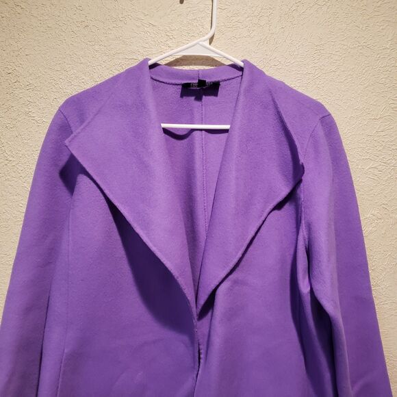 Talbots Jacket Womens XLp Purple Wool Cardigan Open Sweater Blazer Minimalist - Picture 2 of 9